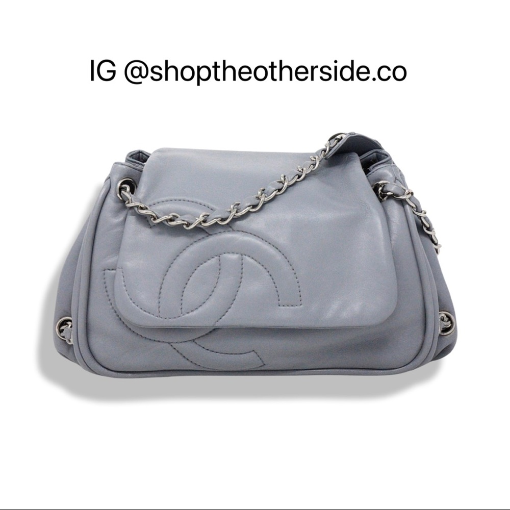 Chanel Diagonal CC Ligne Accordian Flap Bag Grey